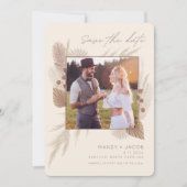 Modern Bohemian Photo Pampas Grass Save The Date (Voorkant)