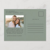 Modern Bohemian Sage Green Pampas Grass Foto Aankondigingskaart (Achterkant)