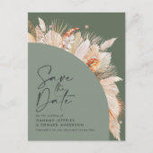 Modern Bohemian Sage Green Pampas Grass Foto Aankondigingskaart (Voorkant)