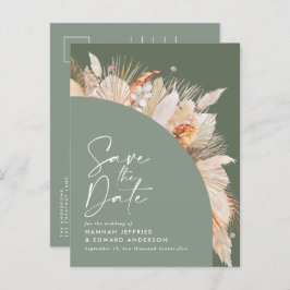 Modern Bohemian Sage Green Pampas Grass Foto Anno Aankondigingskaart