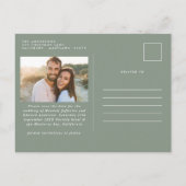 Modern Bohemian Sage Green Pampas Grass Foto Anno Aankondigingskaart (Achterkant)