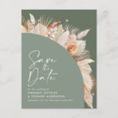 Modern Bohemian Sage Green Pampas Grass Foto Anno Aankondigingskaart (Voorkant)