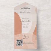 Modern Bohemian Terracotta Abstracte bruiloft All In One Uitnodiging (Binnen)