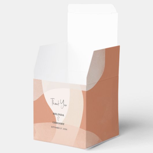 Modern Bohemian Terracotta Abstracte bruiloft Bedankdoosjes (Geopend)