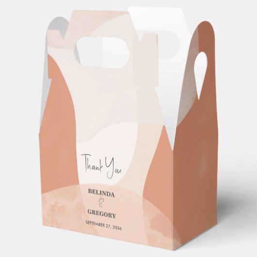 Modern Bohemian Terracotta Abstracte bruiloft Bedankdoosjes (Geopend)