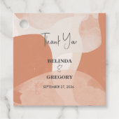 Modern Bohemian Terracotta Abstracte bruiloft Bedankjes Labels (Voorkant)