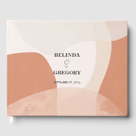 Modern Bohemian Terracotta Abstracte bruiloft Gastenboek