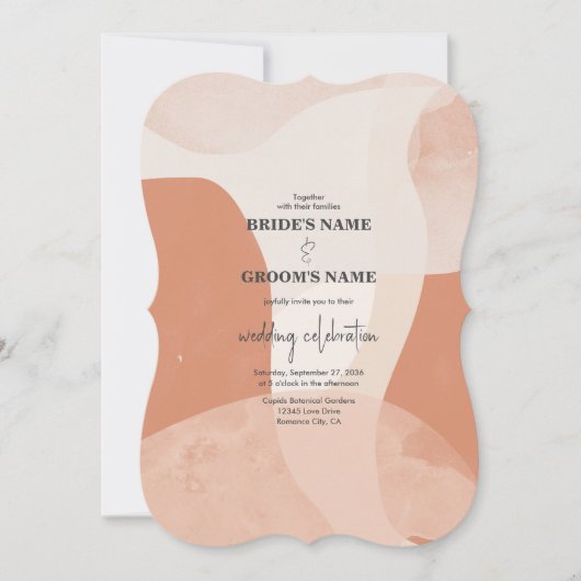 Modern Bohemian Terracotta Abstracte bruiloft Kaart (Voorkant)