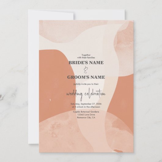 Modern Bohemian Terracotta Abstracte bruiloft Kaart (Voorkant)