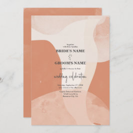 Modern Bohemian Terracotta Abstracte bruiloft Kaart