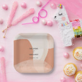 Modern Bohemian Terracotta Abstracte bruiloft Papieren Bordje (Feest)