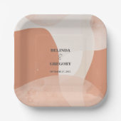 Modern Bohemian Terracotta Abstracte bruiloft Papieren Bordje (Voorkant)