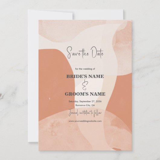 Modern Bohemian Terracotta Abstracte bruiloft Save The Date (Voorkant)