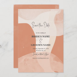 Modern Bohemian Terracotta Abstracte bruiloft Save The Date