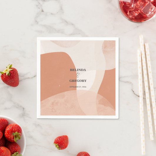 Modern Bohemian Terracotta Abstracte bruiloft Servet (Insitu)