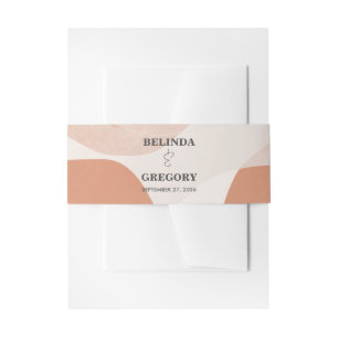 Modern Bohemian Terracotta Abstracte bruiloft Uitnodigingen Wikkel