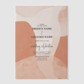 Modern Bohemian Terracotta Abstracte bruiloft Vellum Uitnodigingen (Voorkant)