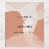 Modern Bohemian Terracotta Abstracte bruiloft Wijn Etiket (Enkel label)