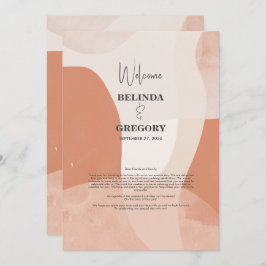 Modern Bohemian Terracotta Wedding Itinerary Programmakaart