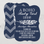 Modern Bohemian Tribal Feather Chevron Baby shower Kaart (Voorkant / Achterkant)