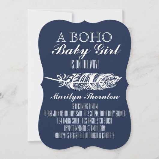 Modern Bohemian Tribal Feather Chevron Baby shower Kaart (Voorkant)