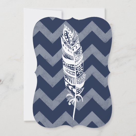 Modern Bohemian Tribal Feather Chevron Baby shower Kaart (Achterkant)