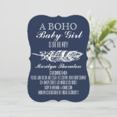 Modern Bohemian Tribal Feather Chevron Baby shower Kaart (Staand voorkant)