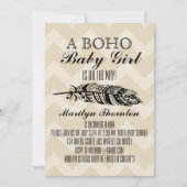 Modern Bohemian Tribal Feather Chevron Baby shower Kaart (Voorkant)