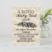 Modern Bohemian Tribal Feather Chevron Baby shower Kaart (Staand voorkant)