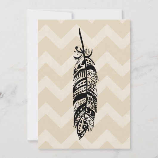 Modern Bohemian Tribal Feather Chevron Baby shower Kaart (Achterkant)