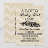 Modern Bohemian Tribal Feather Chevron Baby shower Kaart (Voorkant / Achterkant)