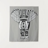 Modern Bohemian Tribal Pattered Elephant Wandkleed (Voorkant)