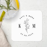 Modern Bohemian Wedding Monogram Kartonnen Onderzetters<br><div class="desc">Aangepast ontworpen onderzetter voor huwelijksmonogram met moderne bohemische logo met een vormgeving voor handtekenstijl.</div>