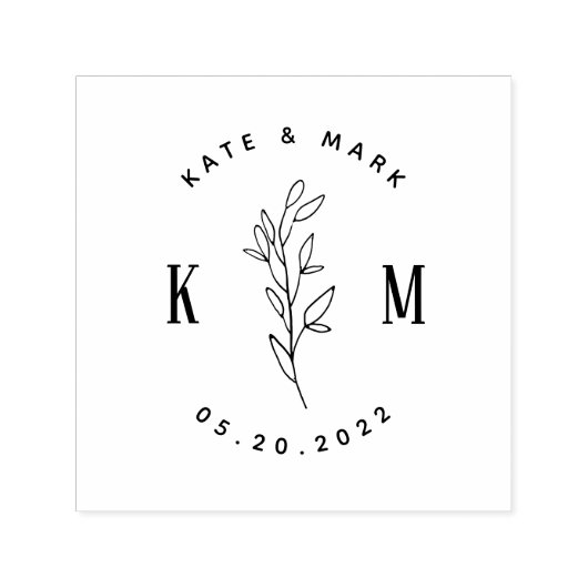 Modern Bohemian Wedding Monogram Save the Date Zelfinktende Stempel (Design)