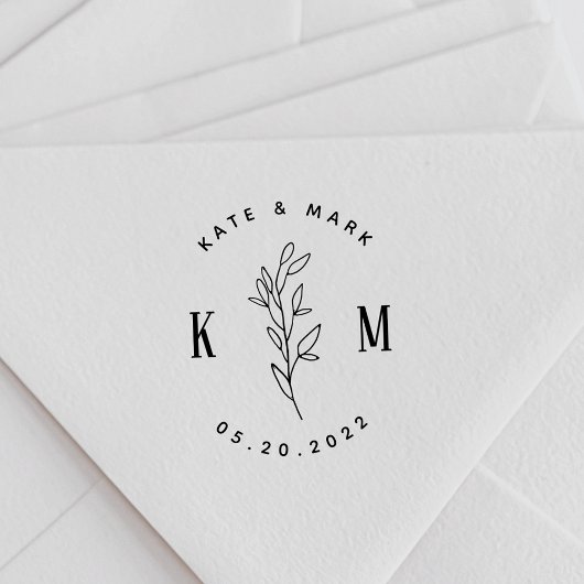 Modern Bohemian Wedding Monogram Save the Date Zelfinktende Stempel