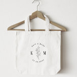 Modern Bohemian Wedding Monogram Tote Bag<br><div class="desc">Op maat ontworpen bruiloft canvas tas met moderne bohemian boog vorm en gebladerte met gepersonaliseerd monogram en datum.</div>