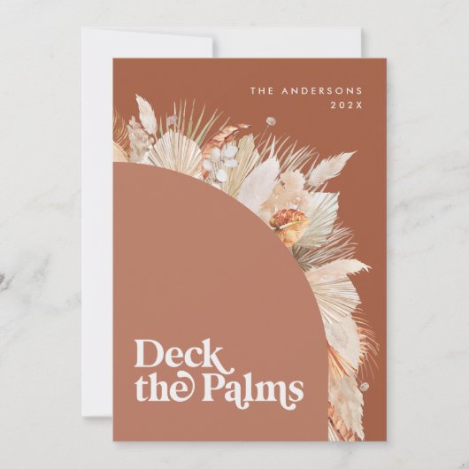 Modern, bohemien gedroogde botanische palm Kerstmi Feestdagenkaart (Voorkant)