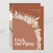 Modern, bohemien gedroogde botanische palm Kerstmi Feestdagenkaart (Voorkant / Achterkant)