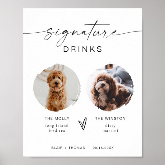 Modern Boho 2 Foto Hond Signature Drank  Poster (Voorkant)