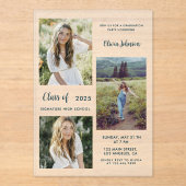 Modern Boho 3 Photo Graduation  Acryl Uitnodigingen (Voorkant)