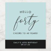 Modern Boho - aangepast 40e verjaardag Wijnlabel Wijn Etiket (Enkel label)