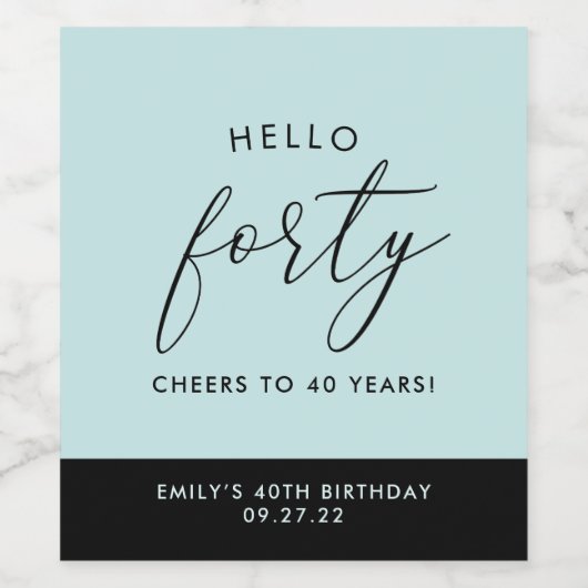 Modern Boho - aangepast 40e verjaardag Wijnlabel Wijn Etiket (Enkel label)