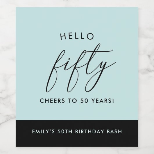 Modern Boho - aangepast 50e verjaardag Wijnlabel Wijn Etiket (Enkel label)