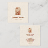 Modern Boho aardewerk terracotta interieur Vierkante Visitekaartje (Voorkant / Achterkant)