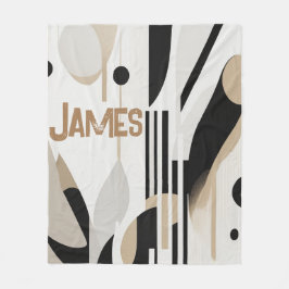 Modern Boho Abstract Beige Fleece Deken