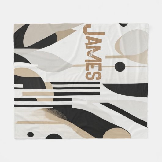 Modern Boho Abstract Beige Fleece Deken (Voorkant (Horizontaal))