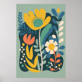 Modern Boho Abstract Botanische Bloem Poster (Voorkant)