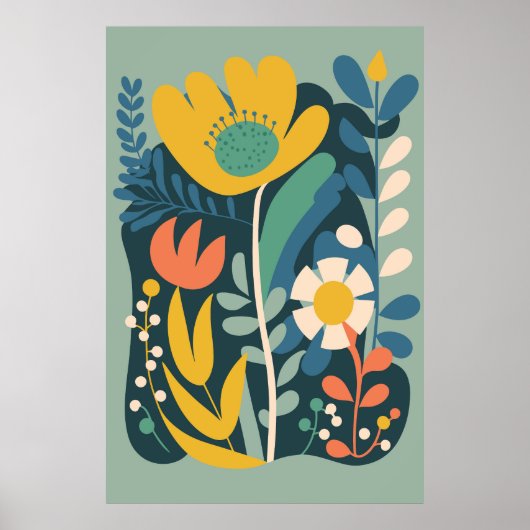 Modern Boho Abstract Botanische Bloem Poster (Voorkant)