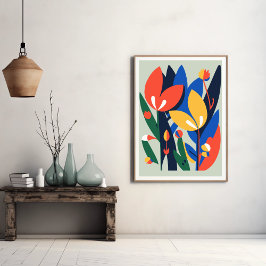 Modern Boho Abstract Botanische Bloem Poster