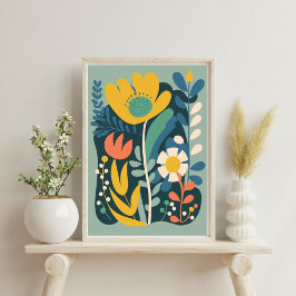 Modern Boho Abstract Botanische Bloem Poster